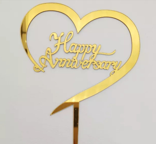 Happy anniversary taarttopper goud